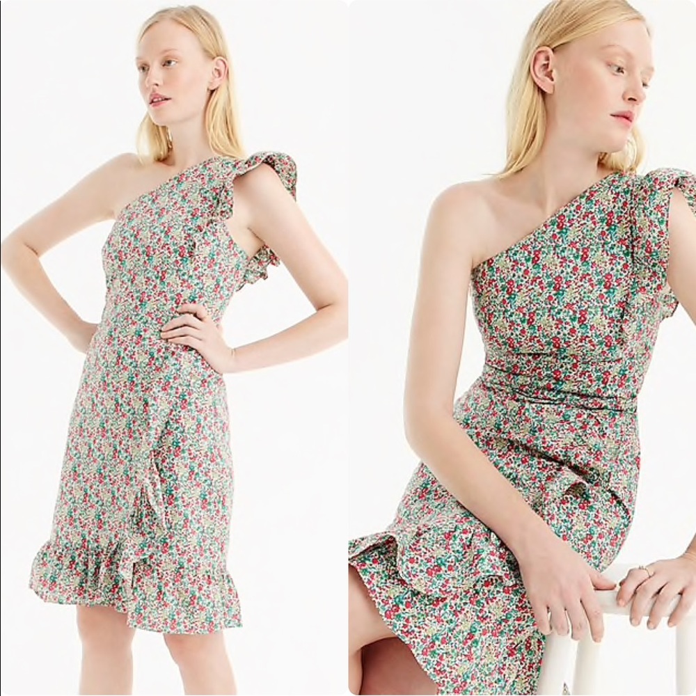 J. Crew Asymmetrical Ruffle Dress
